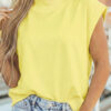 Orange Solid Color High Neck Cap Sleeve Loose Top