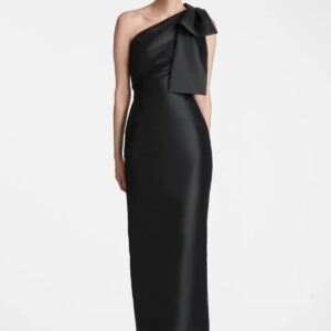 Bow tie single shoulder bandage dres