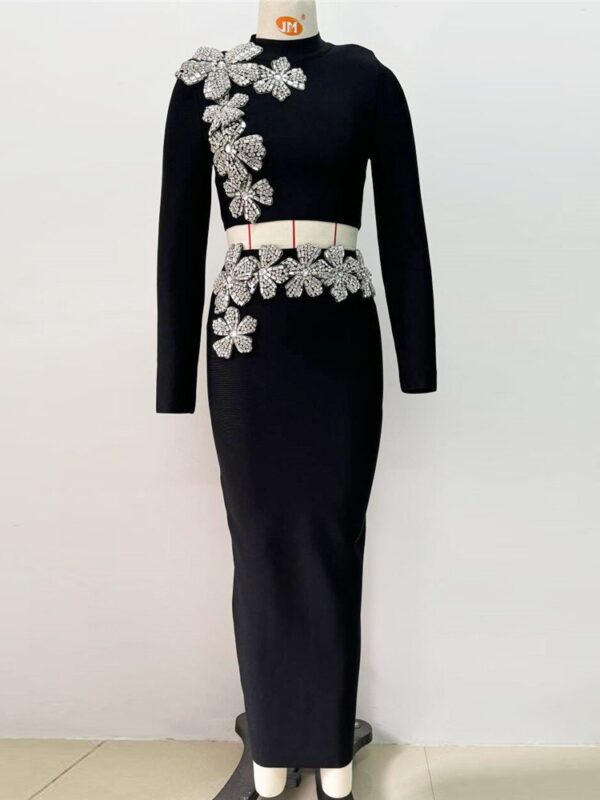 Bandage skirt set long skirt two-piece set party dress