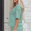 Yellow Stripe Drop Shoulder Boxy Casual Terry Short Set