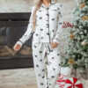 White Bows Print Two Piece Sleepwear