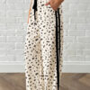 Beige Leopard Print Side Stripe Detail Loose Drawstring Pants