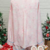 Pink Bow Tie Front Christmas Nutcracker Long Sleeve Shirt Shorts Pajama Set