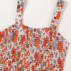 Orange Floral Print Sleeveless Smocked Shift Jumpsuit