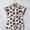 Khaki Leopard Printed Ruffle Sleeve Summer Blouse