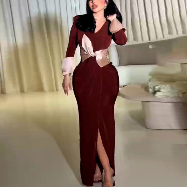 Sexy bow side slit mid length formal dress