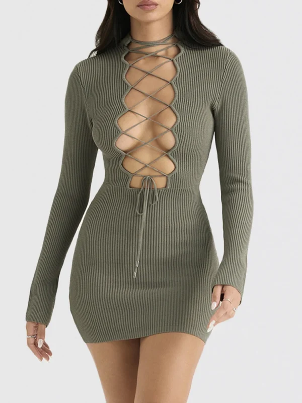 Green Long Sleeve Bodycon Bandage Dresses