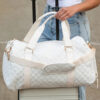 White Rhombus Textured Waterproof Travel Duffel Bag