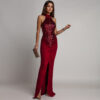 Fashion Women's Sexy Fitted Sequin Velvet Split Dress