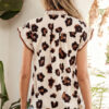 Khaki Leopard Printed Ruffle Sleeve Summer Blouse