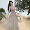 Striped High Waist Party Evening Dress
