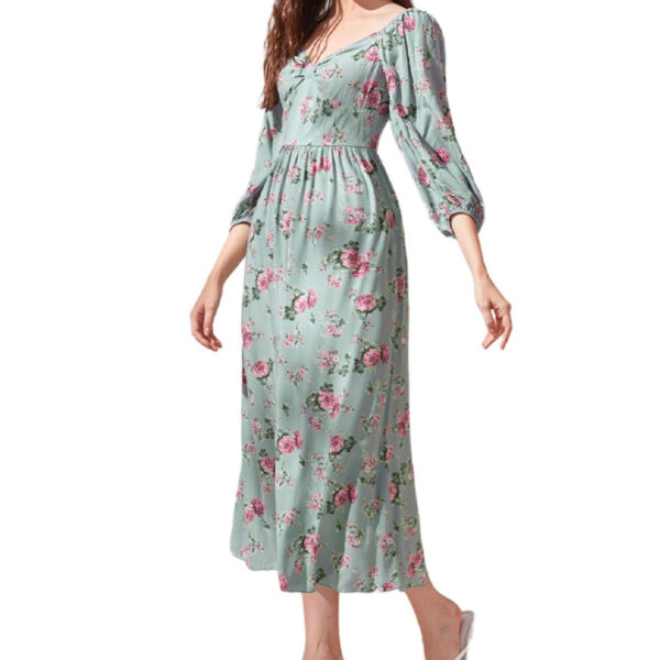Western Celebrity Style Slim Floral Dress