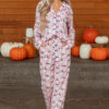Pink Halloween Eve Haunted Honey Bat Print Pajama Set