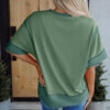 Peach Blossom Half Sleeve Raw Seam High Low Side Split Top