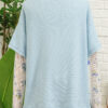 Beau Blue Floral Lace Sleeve Patchwork Waffle Fake Two-piece Top