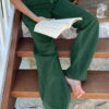 Green Crossed Waist Raw Hem Shift Jeans