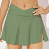 Green Criss Cross Waist Flared Swim Skirt