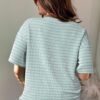 Rose Stripe Raised Rib Loose Tee Drawstring Elastic Waist 2pcs Short Set