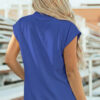Orange Solid Color High Neck Cap Sleeve Loose Top