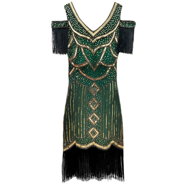 571134959 Gatsby Vintage Evening Dress 1920s Theme Party Sequin Fringe Dress