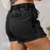 Dusk Blue Drawstring Elastic Waistband Pocketed Denim Shorts