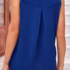 Bluing Solid Color Round Neck Pleated Loose Tank Top
