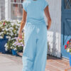 Racing Red Solid Color Cropped Tank Top and Jogger Pants Set