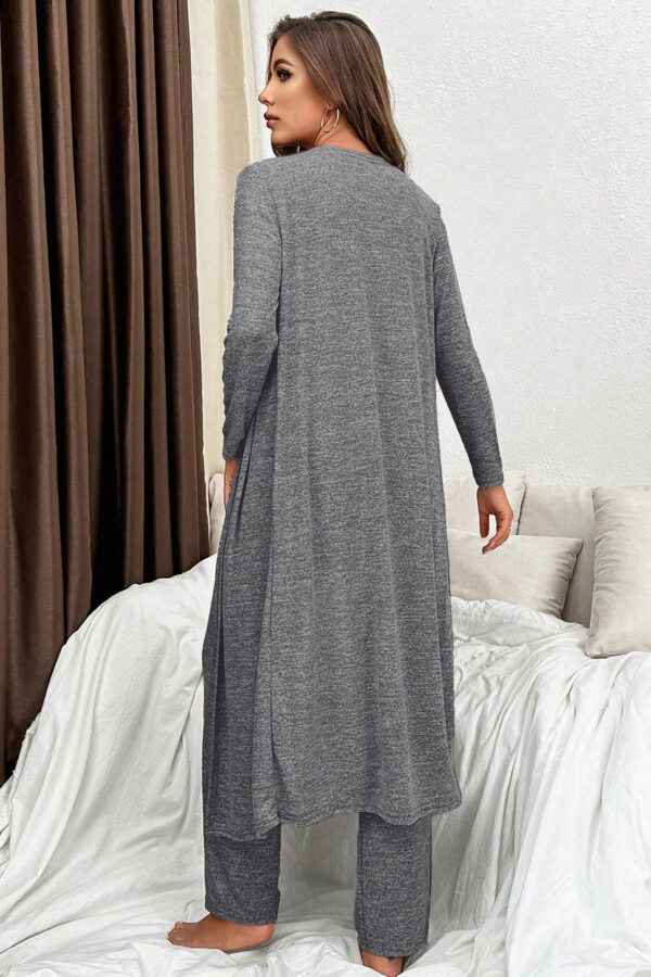 101729759-84188686ae2ad8ae.jpg Delicacy 3pcs V Neck T Shirt Ribbon Knot Pants Open Duster 3pcs Lounge Set