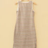 Sky Blue Stripe Tie V Neck Sleeveless Side Slit Midi Dress