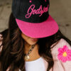 Rose Red Godspeed Letter Embroidered Color Block Cap