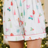 White Christmas Print Short Sleeve Shirt and Shorts Pajama Set