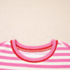 Pink Stripe Contrast Trim Short Sleeve Top Loose Shorts 2pcs Casual Outfit