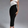 Bow Knot Single Shoulder Bandage Bodycon Midi Dresses