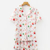 White Christmas Spirits Shirt Style 2pcs Short Pajama Set