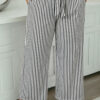 Black Stripe Plus Size Loose Straight Casual Pants
