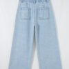 Beau Blue Studded Side Slit Leg Frayed Pocketed Wide Leg Jeans