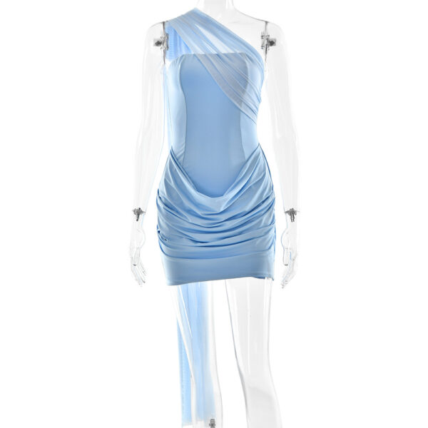 Sexy Bandage Pleated Dress with Strapless Design for Women
