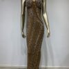571135083 Water Diamond Nail Beads Sexy Low cut High Split Strap Luxury Party Dress