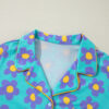 Green Flower Print Long Sleeve Shirt Shorts Pajamas Set