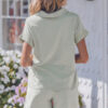 Pink Stripe Dolman Sleeve Polo Shirt and Drawstring Shorts Set