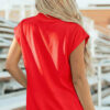 Orange Solid Color High Neck Cap Sleeve Loose Top