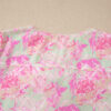 Pink Ribbon Knot Front Floral Short Puff Sleeve Blouse