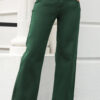 Green Crossed Waist Raw Hem Shift Jeans