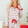 White Santa & Stripes Ruffle PJ Set