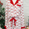 White Santa & Stripes Ruffle PJ Set