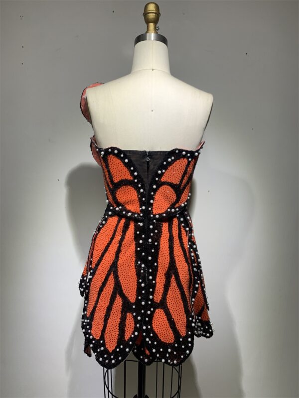 Fashionable irregular patchwork elegant beaded tight mini dress