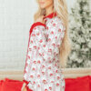 White Santa & Stripes Ruffle PJ Set