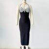 European and American sexy neck hanging bandage dress