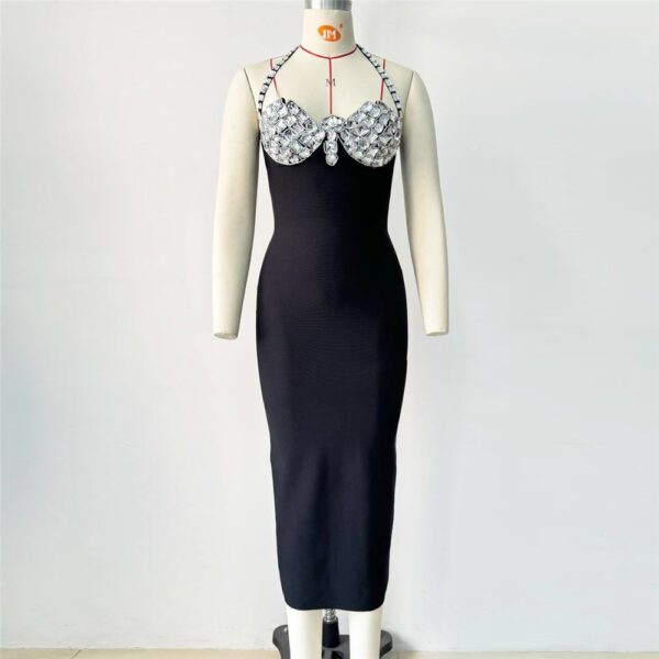 European and American sexy neck hanging bandage dress