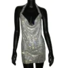 571136039 Shiny Rhinestone Halter Neck Side Split Sleeveless Dress